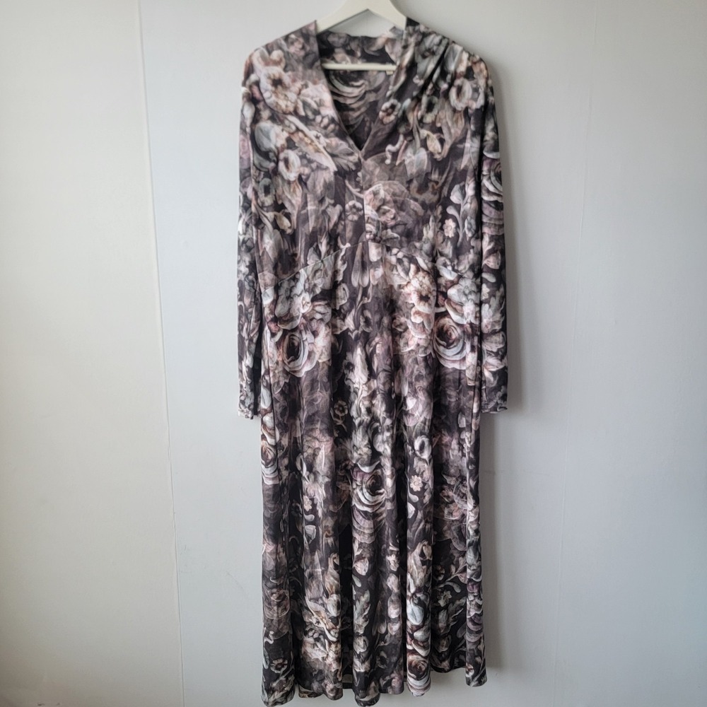 Soft Surroundings women's Naima Floral Maxi Dress size XL Moody Dark Academia